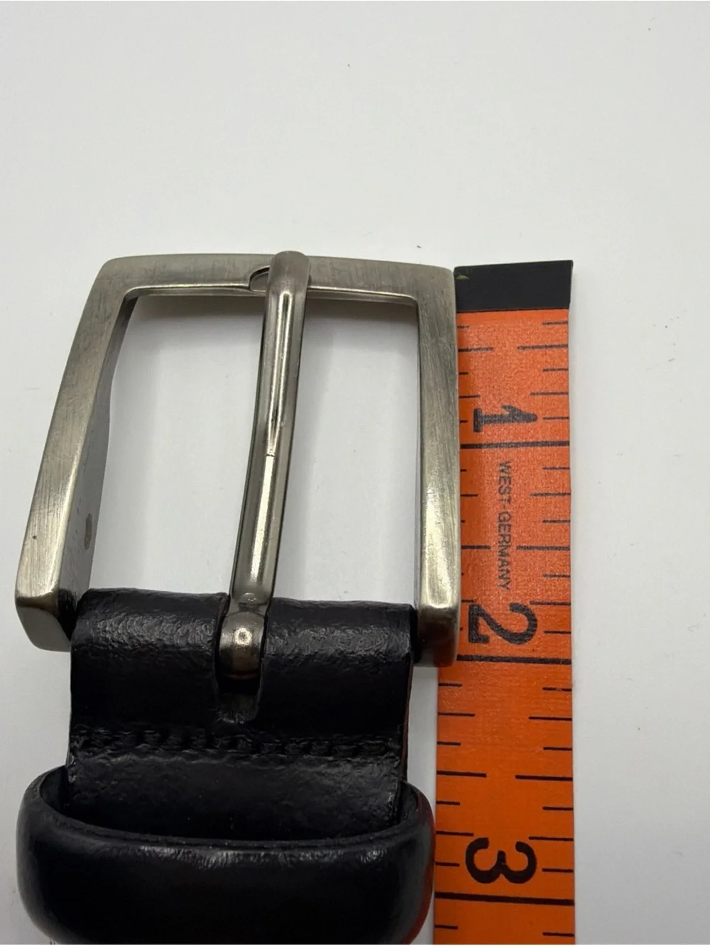 Black Italian Leather Dress Belt - Silver Color Buckle Men's Size 36/90